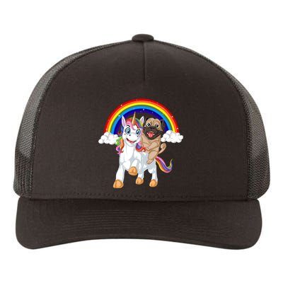 Pug Riding Unicorn Yupoong Adult 5-Panel Trucker Hat