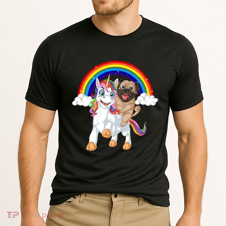 Pug Riding Unicorn Performance Shirt