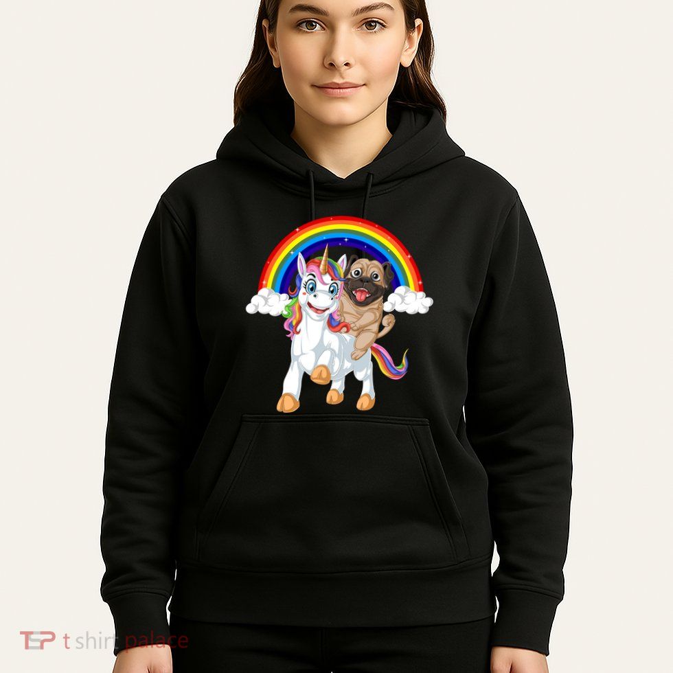Pug Riding Unicorn Hoodie