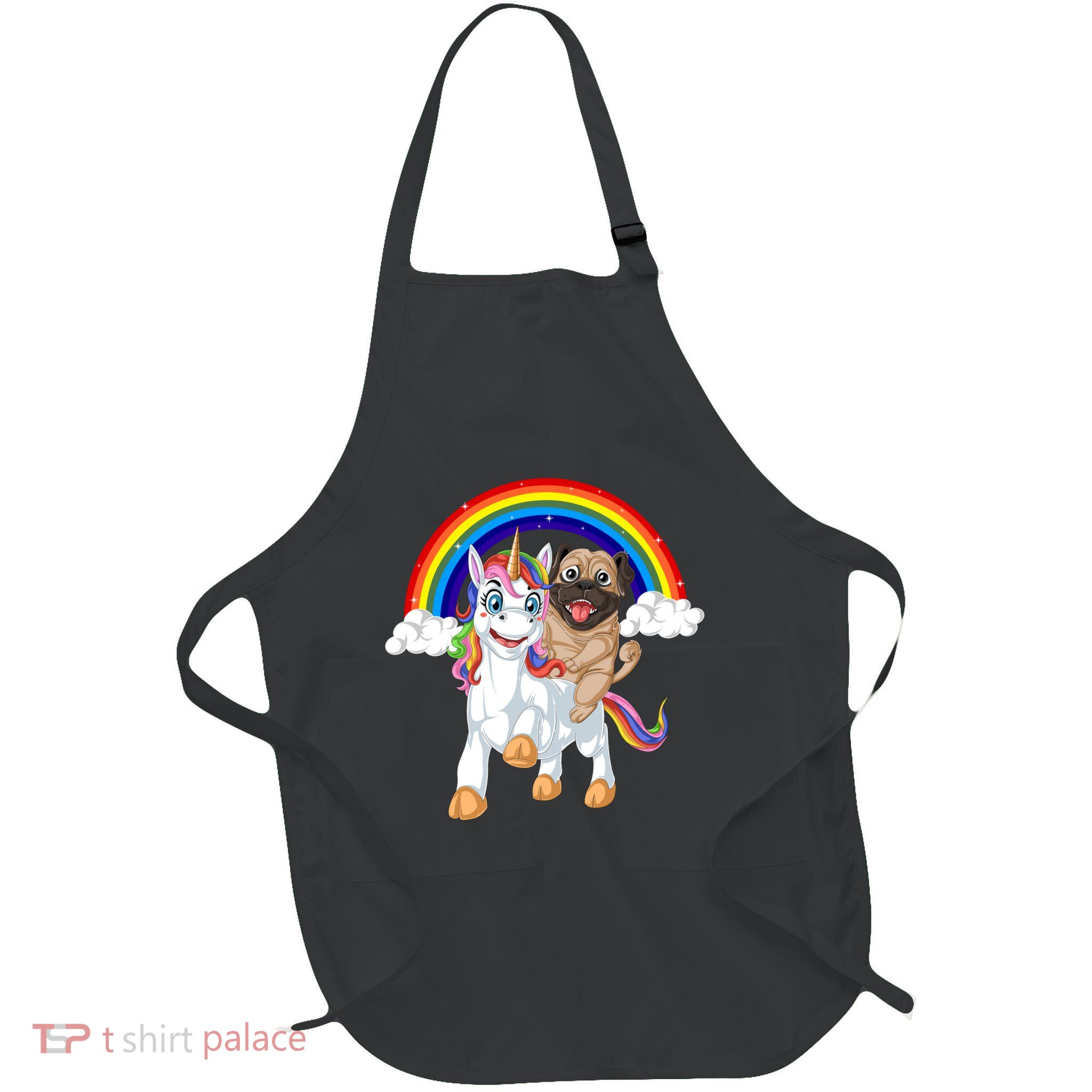 Pug Riding Unicorn Apron