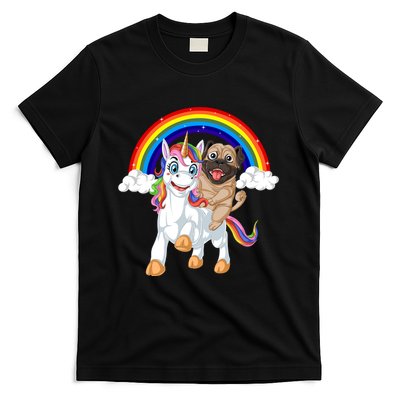 Pug Riding Unicorn T-Shirt