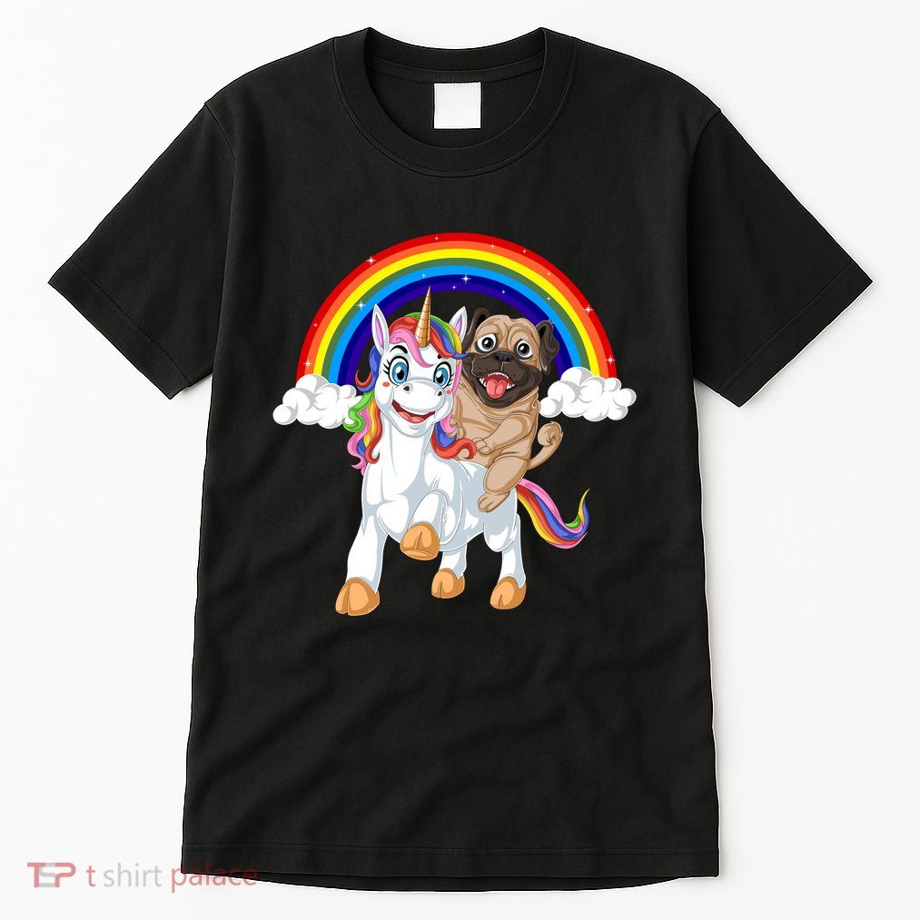 Pug Riding Unicorn Tall T-Shirt