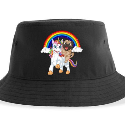 Pug Riding Unicorn Sustainable Bucket Hat