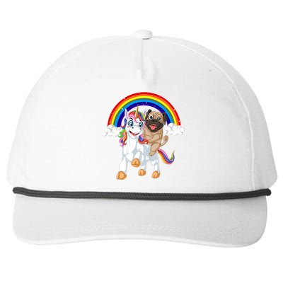 Pug Riding Unicorn Snapback Five-Panel Rope Hat