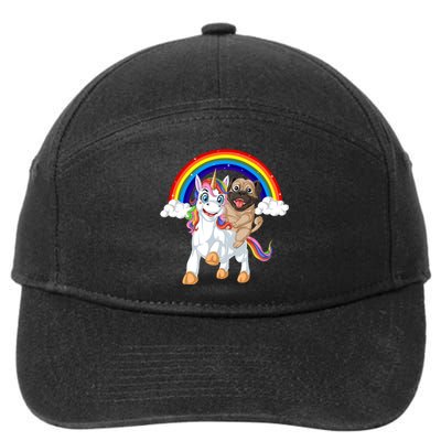 Pug Riding Unicorn 7-Panel Snapback Hat