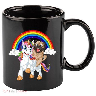 Pug Riding Unicorn 11oz C Handle Ceramic Mug