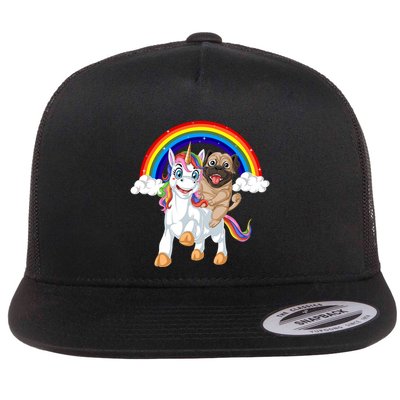 Pug Riding Unicorn Flatbill Hat