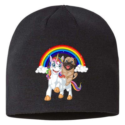 Pug Riding Unicorn Sustainable Beanie