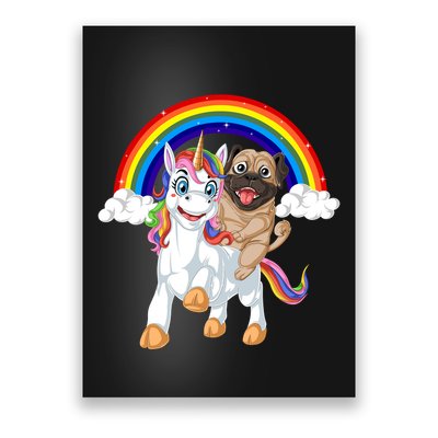 Pug Riding Unicorn Poster