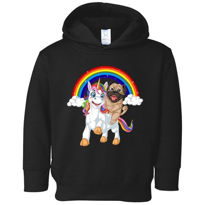 Pug Riding Unicorn Toddler Hoodie
