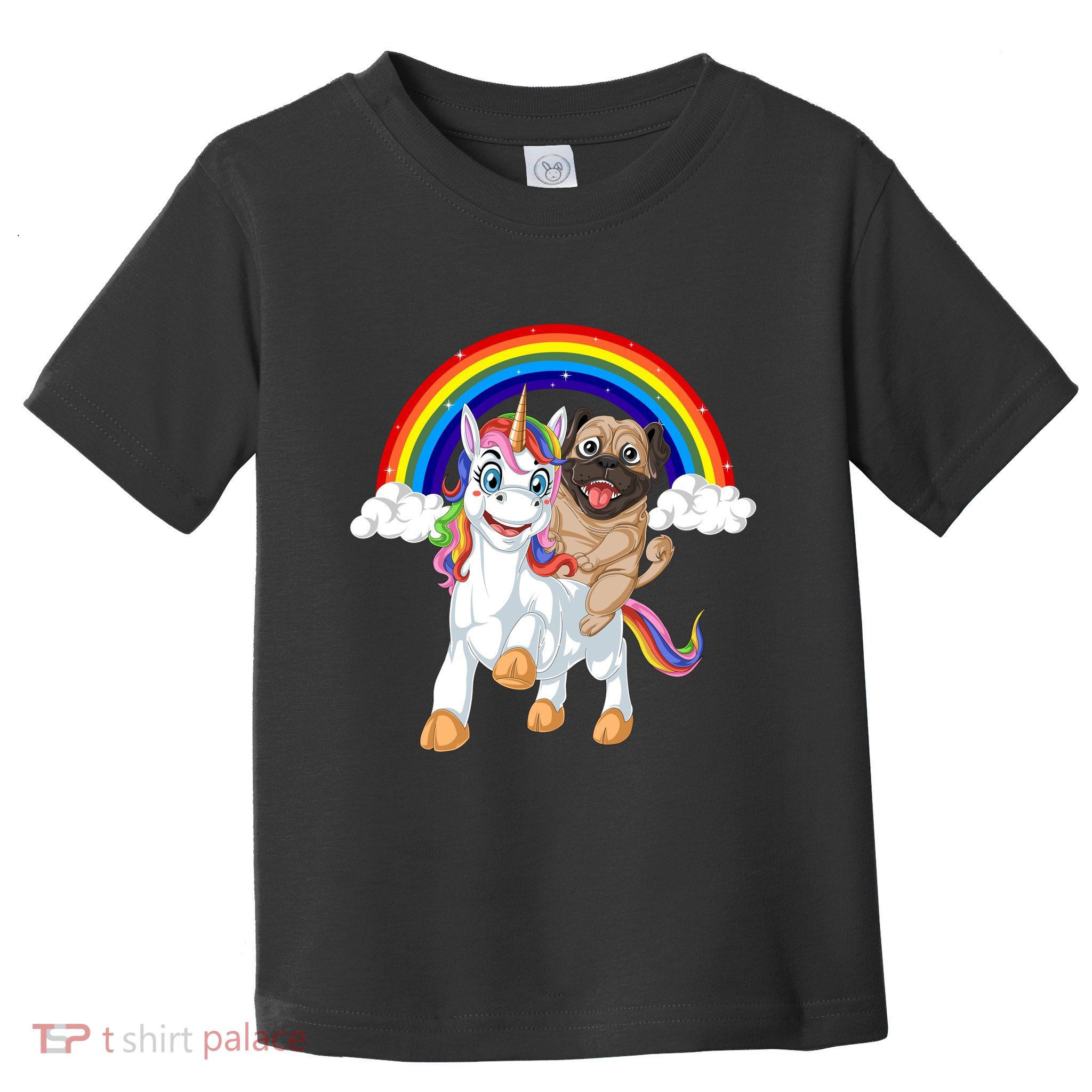 Pug Riding Unicorn Toddler T-Shirt