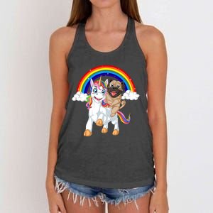 Pug Riding Unicorn Women's Knotted Racerback Tank