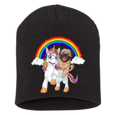 Pug Riding Unicorn Short Acrylic Beanie