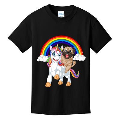 Pug Riding Unicorn Kids T-Shirt