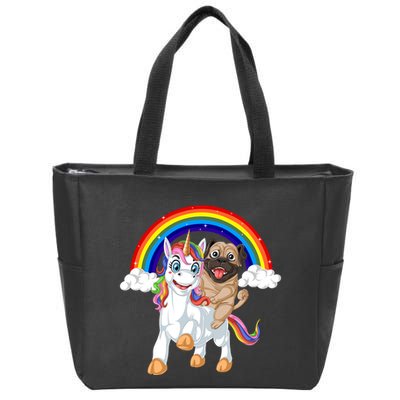 Pug Riding Unicorn Zip Tote Bag