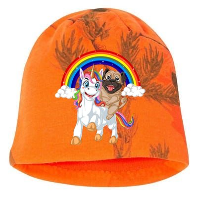 Pug Riding Unicorn Kati - Camo Knit Beanie