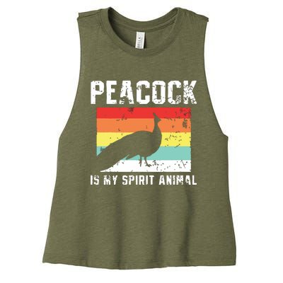 Peacock Retro Vintage Women's Racerback Cropped Tank