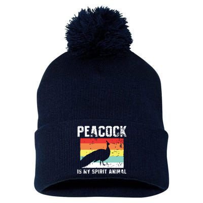 Peacock Retro Vintage Pom Pom 12in Knit Beanie