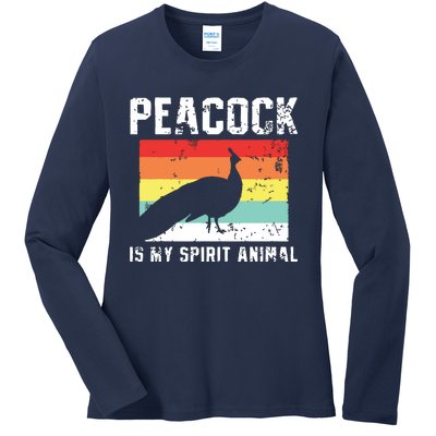 Peacock Retro Vintage Ladies Long Sleeve Shirt