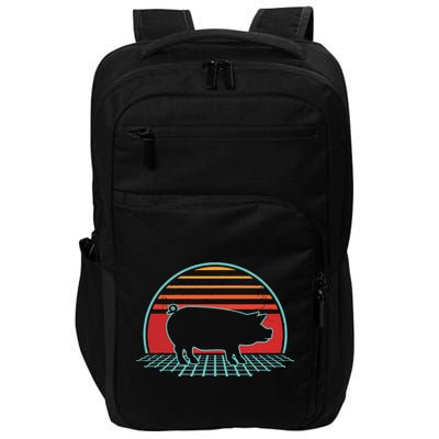 Pig Retro Vintage 80s Style Farm Animal Lover Gift Impact Tech Backpack