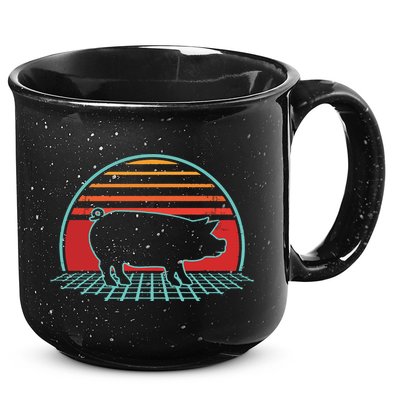 Pig Retro Vintage 80s Style Farm Animal Lover Gift 15oz Campfire Ceramic Mug