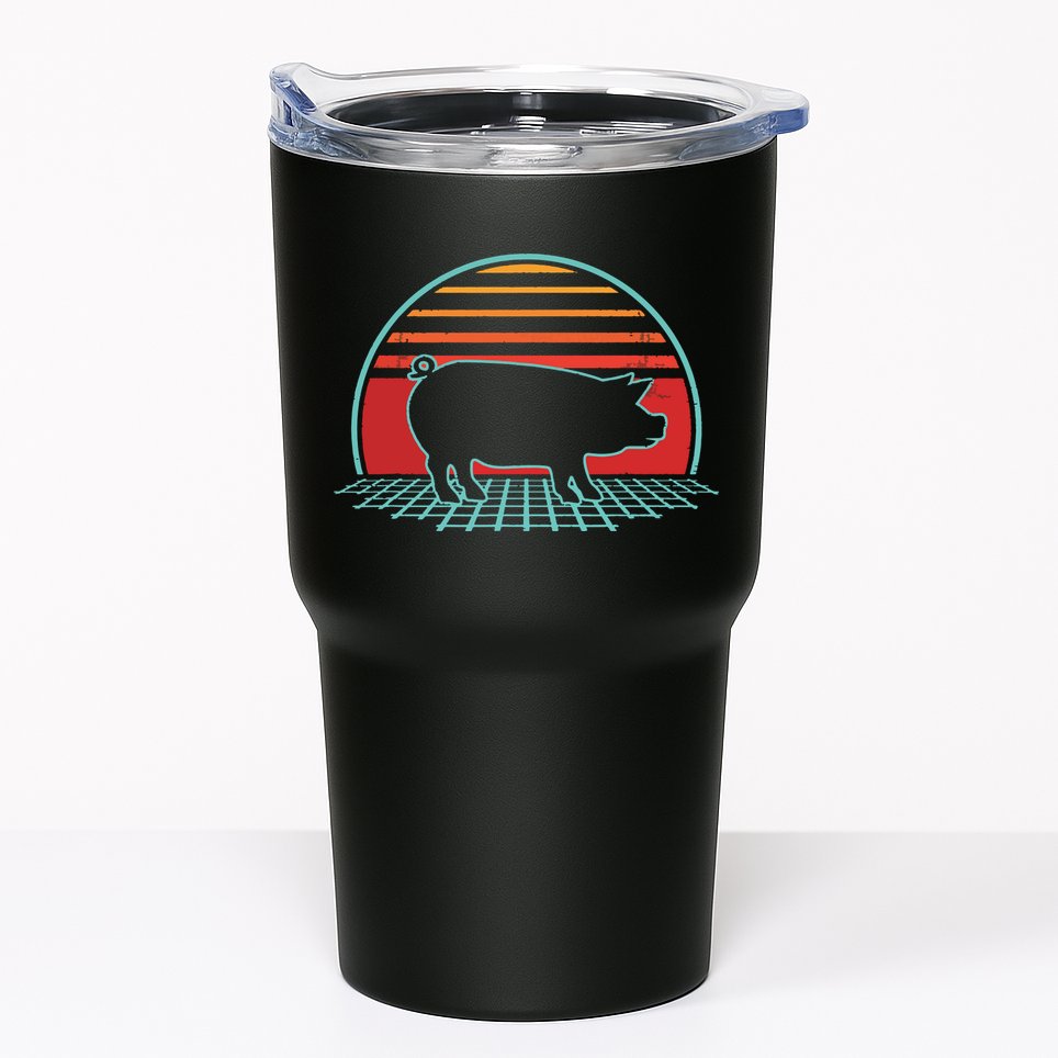 Pig Retro Vintage 80s Style Farm Animal Lover Gift Tumbler
