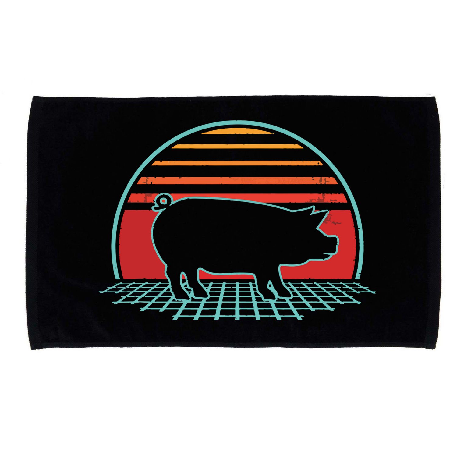 Pig Retro Vintage 80s Style Farm Animal Lover Gift Microfiber Hand Towel