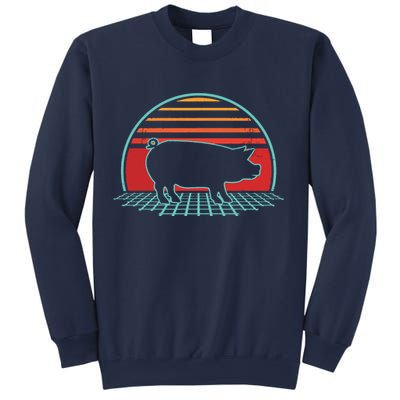 Pig Retro Vintage 80s Style Farm Animal Lover Gift Sweatshirt
