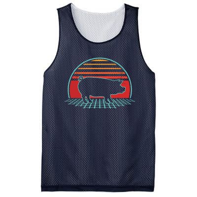 Pig Retro Vintage 80s Style Farm Animal Lover Gift Mesh Reversible Basketball Jersey Tank