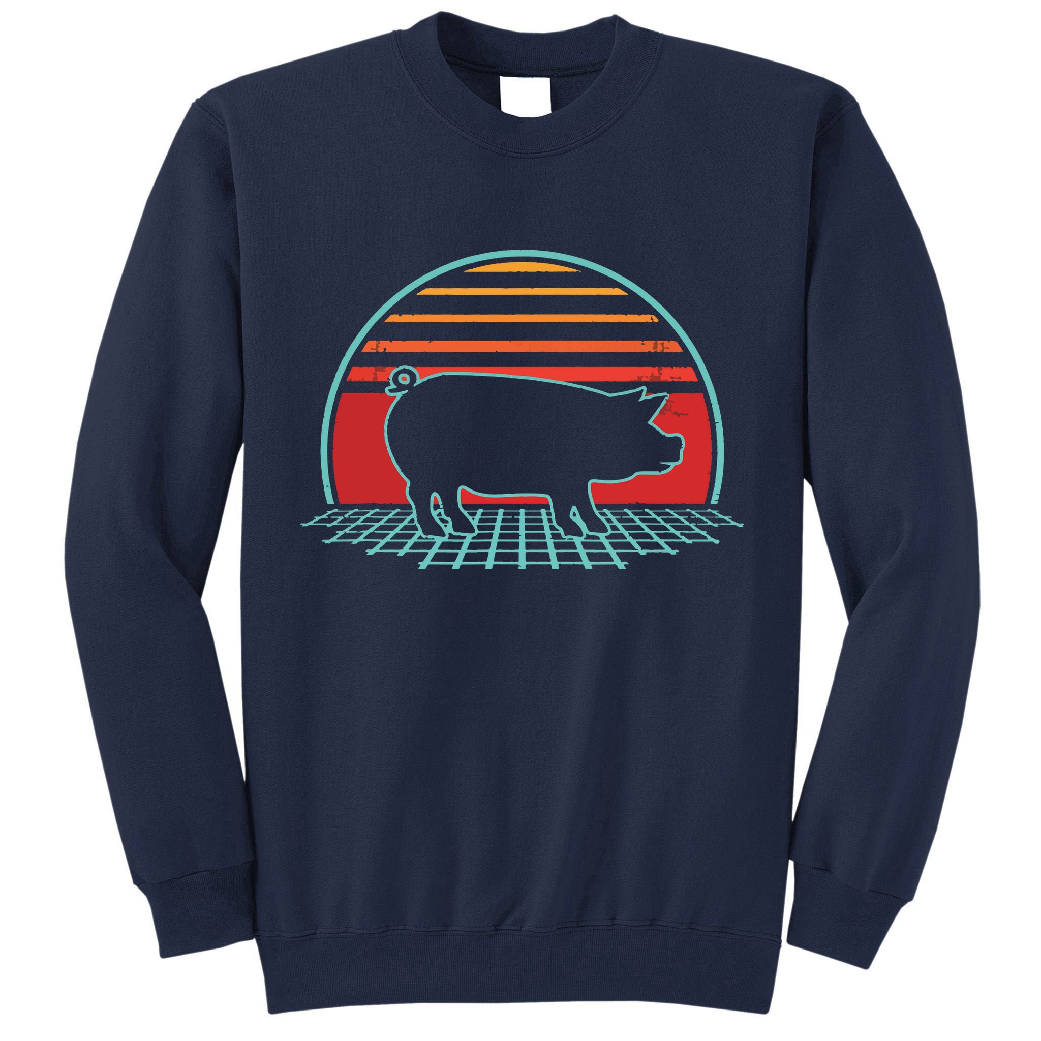 Pig Retro Vintage 80s Style Farm Animal Lover Gift Tall Sweatshirt