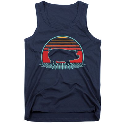 Pig Retro Vintage 80s Style Farm Animal Lover Gift Tank Top