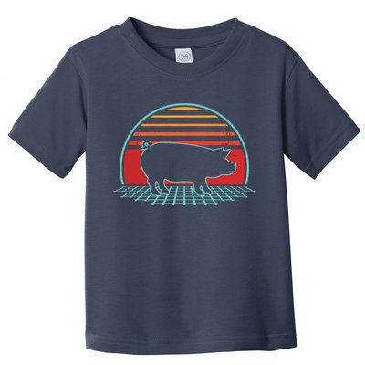 Pig Retro Vintage 80s Style Farm Animal Lover Gift Toddler T-Shirt