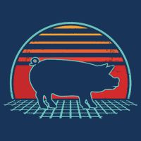 Pig Retro Vintage 80s Style Farm Animal Lover Gift Womens T-Shirt