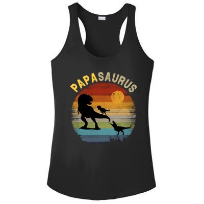 Papasaurus Retro Vintage Sunset Ladies PosiCharge Competitor Racerback Tank