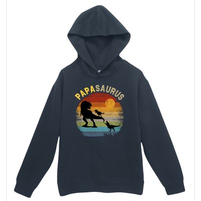 Papasaurus Retro Vintage Sunset Urban Pullover Hoodie