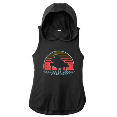 Piano Retro Vintage 80s Player Pianist Musician Gift Ladies PosiCharge Tri-Blend Wicking Draft Hoodie Tank