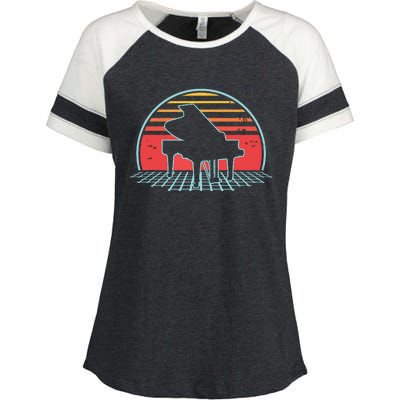 Piano Retro Vintage 80s Player Pianist Musician Gift Enza Ladies Jersey Colorblock Tee