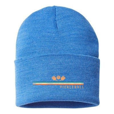 Pickleball Retro Vintage Pickleball Funny Gift Sustainable Knit Beanie