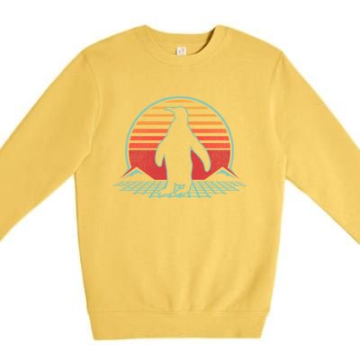 Penguin Retro Vintage 80s Style Animal Lover Gift Cool Gift Premium Crewneck Sweatshirt