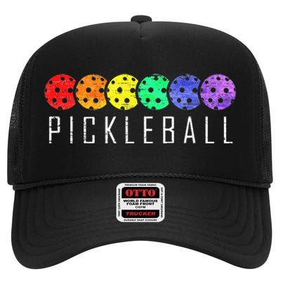 Pickleball Retro Vintage Paddle Sports Funny Player High Crown Mesh Back Trucker Hat