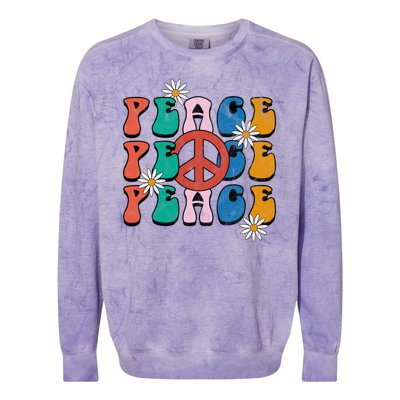 Peace Retro Vintage Sunflower Colorblast Crewneck Sweatshirt