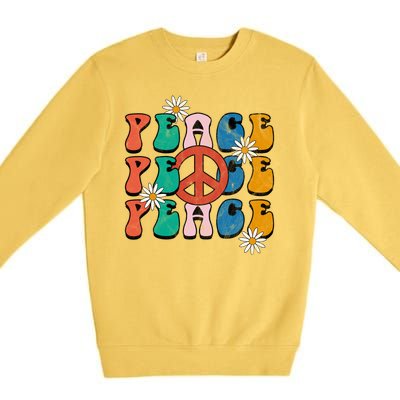 Peace Retro Vintage Sunflower Premium Crewneck Sweatshirt