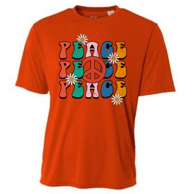 Peace Retro Vintage Sunflower Cooling Performance Crew T-Shirt