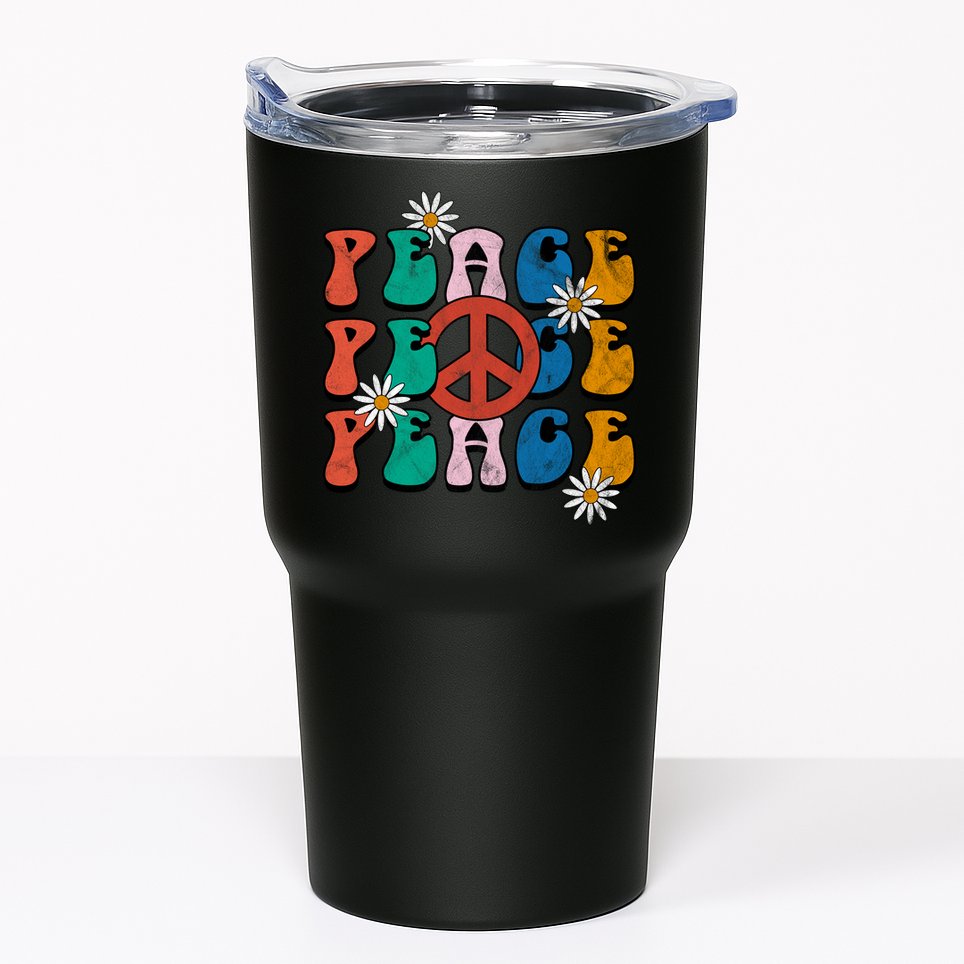 Peace Retro Vintage Sunflower Tumbler