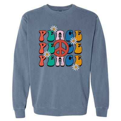 Peace Retro Vintage Sunflower Garment-Dyed Sweatshirt