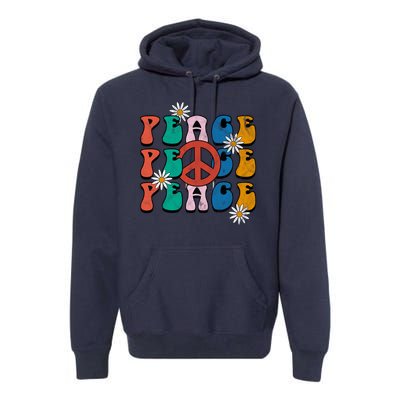 Peace Retro Vintage Sunflower Premium Hoodie