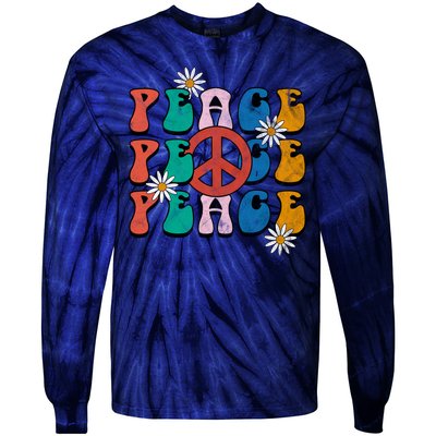 Peace Retro Vintage Sunflower Tie-Dye Long Sleeve Shirt