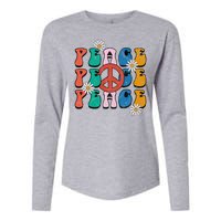 Peace Retro Vintage Sunflower Womens Cotton Relaxed Long Sleeve T-Shirt