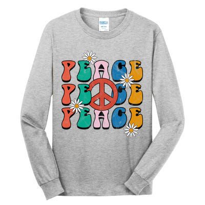 Peace Retro Vintage Sunflower Tall Long Sleeve T-Shirt