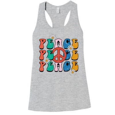 Peace Retro Vintage Sunflower Women's Racerback Tank